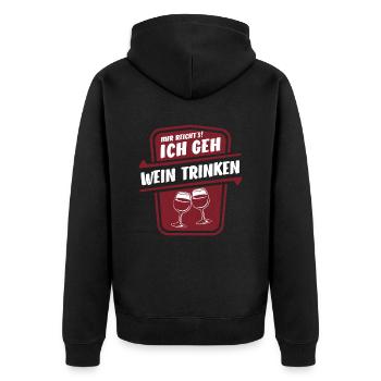 Mir reicht's ich geh Wein trinken - Spruch - Unisex Premium Bio Zip Hoodie - Schwarz - Hinten - Nico (187cm)