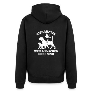 Tierärztin weil Menschen doof sind - Unisex Premium Bio Zip Hoodie - Schwarz - Hinten - Nico (187cm)