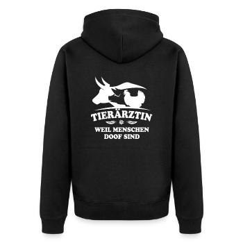 Tierärztin weil Menschen doof sind - Unisex Premium Bio Zip Hoodie - Schwarz - Hinten - Nico (187cm)