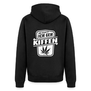 Mir reicht's ich geh Kiffen - Cannabis - legal - Unisex Premium Bio Zip Hoodie - Schwarz - Hinten - Nico (187cm)