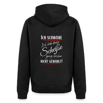 I swear I didn't choose this shit! - Unisex Premium Organic Zip Hoodie - black - Back - Nico (187cm)