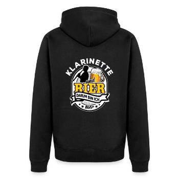 Klarinette & Bier - darum bin ich hier - Musiker - Unisex Premium Bio Zip Hoodie - Schwarz - Hinten - Nico (187cm)