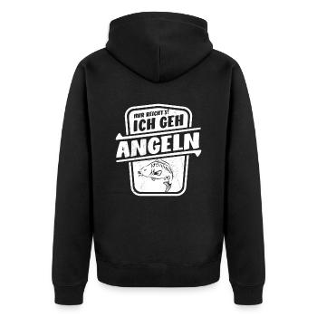 Mir reicht’s ich geh angeln - Angler Spruch - Unisex Premium Bio Zip Hoodie - Schwarz - Hinten - Nico (187cm)