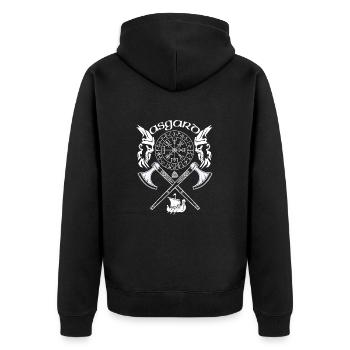 Asgard-VIKING-Viking SYMBOLES-RUNES VIKINGS - Veste à capuche bio Premium Unisexe - noir - Dos - Nico (187cm)