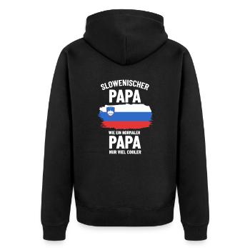 Slowenischer Papa wie ein normaler Papa nur cooler - Unisex Premium Bio Zip Hoodie - Schwarz - Hinten - Nico (187cm)