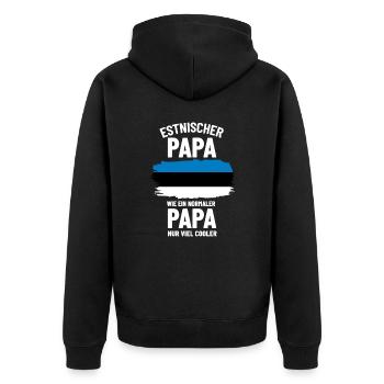 Estnischer Papa wie ein normaler Papa nur cooler - Unisex Premium Bio Zip Hoodie - Schwarz - Hinten - Nico (187cm)