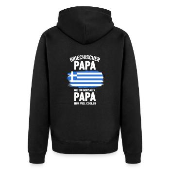 Griechischer Papa wie ein normaler Papa nur cooler - Unisex Premium Bio Zip Hoodie - Schwarz - Hinten - Nico (187cm)