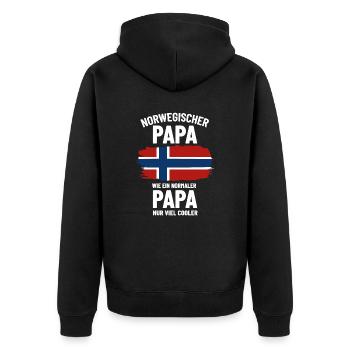 Norwegischer Papa wie ein normaler Papa nur cooler - Unisex Premium Bio Zip Hoodie - Schwarz - Hinten - Nico (187cm)