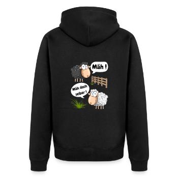 Bêler! Pourquoi ne pas tondre un motif amusant avec des moutons - Veste à capuche bio Premium Unisexe - noir - Dos - Nico (187cm)