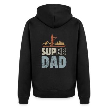 Super Dad - SUP Stand up paddling - Unisex Premium Organic Zip Hoodie - black - Back - Nico (187cm)