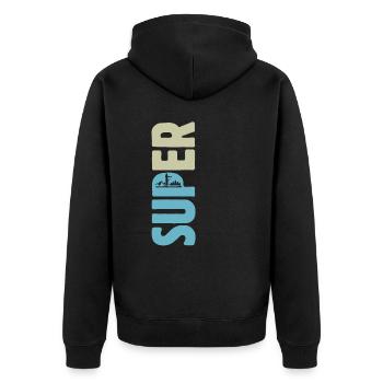 SUPER, Stand up paddling, SUP - Unisex Premium Organic Zip Hoodie - black - Back - Nico (187cm)