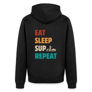 Eat Sleep SUP Repeat - Unisex Premium Organic Zip Hoodie - black - Back - Nico (187cm)