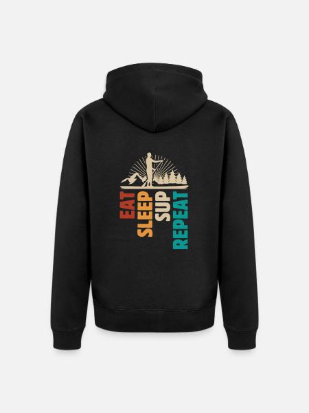 Eat Sleep SUP Repeat - Unisex Premium Organic Zip Hoodie - black