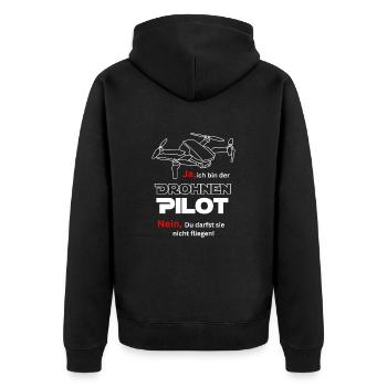 Drone Pilot - Unisex Premium Organic Zip Hoodie - black - Back - Nico (187cm)