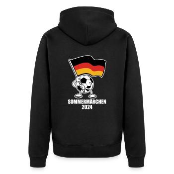 Sommermärchen, Ball mit Deutschland Fahne 2024 - Unisex Premium Bio Zip Hoodie - Schwarz - Hinten - Nico (187cm)