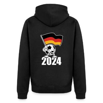 Sommermärchen, Ball mit Deutschland Fahne 2024 - Unisex Premium Bio Zip Hoodie - Schwarz - Hinten - Nico (187cm)