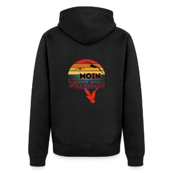 Moin Rantum avec mouette dans le style rétro Sylt-Rantum - Veste à capuche bio Premium Unisexe - noir - Dos - Nico (187cm)