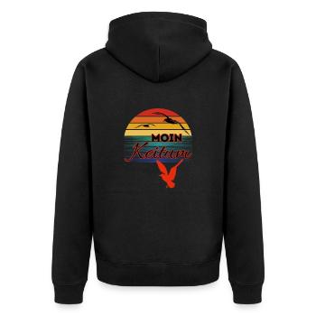 Moin Keitum avec mouette dans le style rétro-Sylt-Keitum - Veste à capuche bio Premium Unisexe - noir - Dos - Nico (187cm)