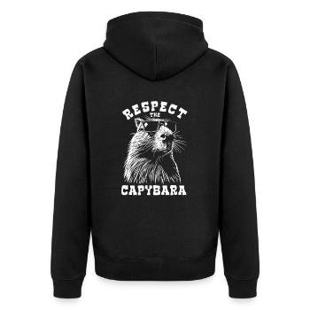 Respect Le Capybara - Spruch - Veste à capuche bio Premium Unisexe - noir - Dos - Nico (187cm)