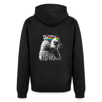 Cool Capybara - Drawing Silhouette Rainbow - Unisex Premium Organic Zip Hoodie - black - Back - Nico (187cm)