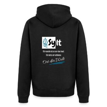 Sylt pour moi le plus bel endroit du monde : l’île de Sylt - Veste à capuche bio Premium Unisexe - noir - Dos - Nico (187cm)