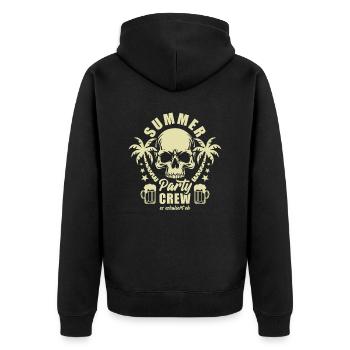 Summer Party Crew - es eskaliert eh - Bierglas - Unisex Premium Bio Zip Hoodie - Schwarz - Hinten - Nico (187cm)