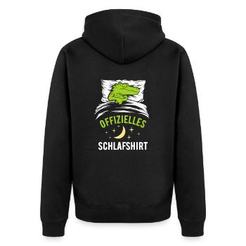 Offizielles Schlafshirt lustiger Alligator - Unisex Premium Bio Zip Hoodie - Schwarz - Hinten - Nico (187cm)