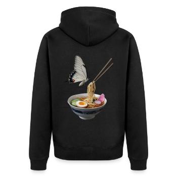 Schmetterling Ramen - Unisex Premium Bio Zip Hoodie - Schwarz - Hinten - Nico (187cm)