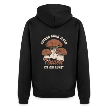 Suchen kann jeder Finden ist die Kunst Pilz Spruch - Unisex Premium Bio Zip Hoodie - Schwarz - Hinten - Nico (187cm)