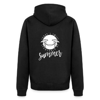 Sourire sponsorisé par l’été - Palmen - Hamac - Veste à capuche bio Premium Unisexe - noir - Dos - Nico (187cm)