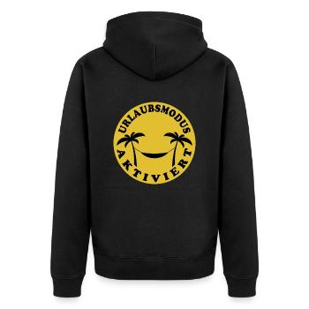 Palmen Hängematte - Urlaubsmodus aktiviert - Unisex Premium Bio Zip Hoodie - Schwarz - Hinten - Nico (187cm)