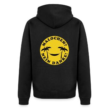 Palmen Hängematte - Malochen? Nein Danke! - Unisex Premium Bio Zip Hoodie - Schwarz - Hinten - Nico (187cm)