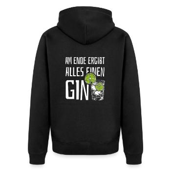 Am Ende ergibt alles einen Gin - Spruch - Unisex Premium Bio Zip Hoodie - Schwarz - Hinten - Nico (187cm)