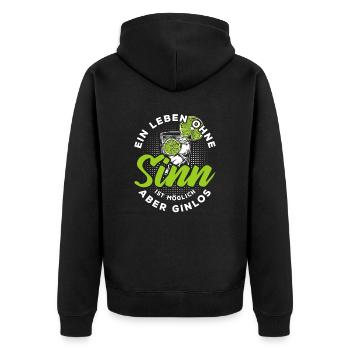 Ein Leben ohne Sinn ist möglich aber ginlos - Unisex Premium Bio Zip Hoodie - Schwarz - Hinten - Nico (187cm)