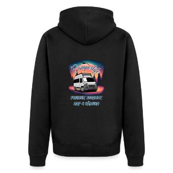 Camperlife freedom begins on 4 wheels - Unisex Premium Organic Zip Hoodie - black - Back - Nico (187cm)