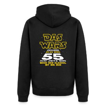 Das Wars, 55 ich jetzt bin. Geburtstag Geschenk - Unisex Premium Bio Zip Hoodie - Schwarz - Hinten - Nico (187cm)