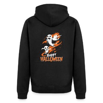 Happy Halloween Ghost Costume - Spooky - Unisex Premium Organic Zip Hoodie - black - Back - Nico (187cm)