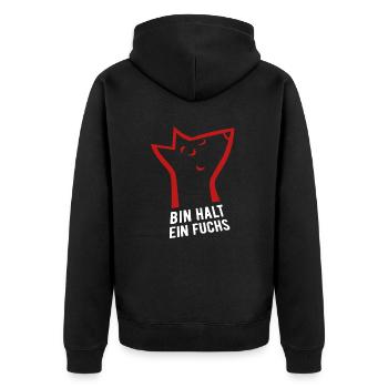 Bin halt ein Fuchs - schlau, cool & clever - Unisex Premium Bio Zip Hoodie - Schwarz - Hinten - Nico (187cm)