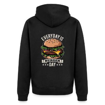 Everyday is Burger Day - Fast Food - lecker - Unisex Premium Bio Zip Hoodie - Schwarz - Hinten - Nico (187cm)