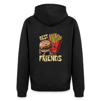 Burgers & Fries - Restauration rapide - Meilleurs amis - Veste à capuche bio Premium Unisexe - noir - Dos - Nico (187cm)