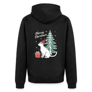 Meowy Christmas - Geschenk mit Katze - Unisex Premium Bio Zip Hoodie - Schwarz - Hinten - Nico (187cm)