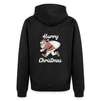 Hurry Christmas - Geschenk - Stress an Weihnachten - Unisex Premium Bio Zip Hoodie - Schwarz - Hinten - Nico (187cm)