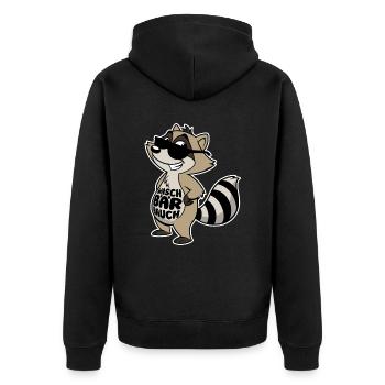 Waschbär Bauch - Waschbrett Bauch Sport Geschenk - Unisex Premium Bio Zip Hoodie - Schwarz - Hinten - Nico (187cm)