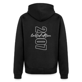2007 Édition Limitée - Anniversaire - Veste à capuche bio Premium Unisexe - noir - Dos - Nico (187cm)