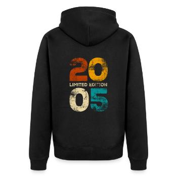 Millésime 2005 Edition Limitée - Cadeau d’anniversaire - Veste à capuche bio Premium Unisexe - noir - Dos - Nico (187cm)