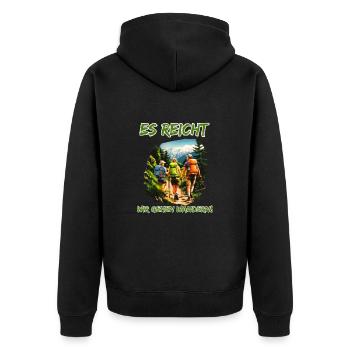 Es reicht wir gehen Wandern - Wanderfreunde - Unisex Premium Bio Zip Hoodie - Schwarz - Hinten - Nico (187cm)