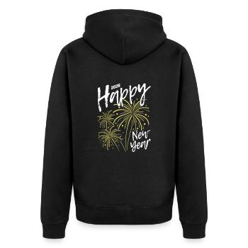 2025 Happy New Year Feuerwerk - Unisex Premium Bio Zip Hoodie - Schwarz - Hinten - Nico (187cm)