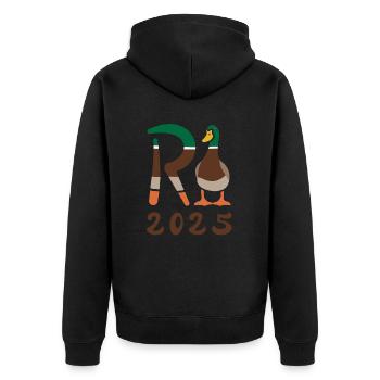 Rente Ente 2025 - Ruhestand - Pension - Unisex Premium Bio Zip Hoodie - Schwarz - Hinten - Nico (187cm)