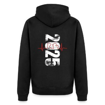 Rente Ente 2025 - Ruhestand - Pension Herzkurve - Unisex Premium Bio Zip Hoodie - Schwarz - Hinten - Nico (187cm)