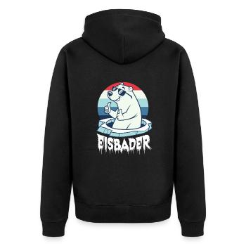 Eisbaden Eisbad Winterbader Cartoon - Unisex Premium Bio Zip Hoodie - Schwarz - Hinten - Nico (187cm)